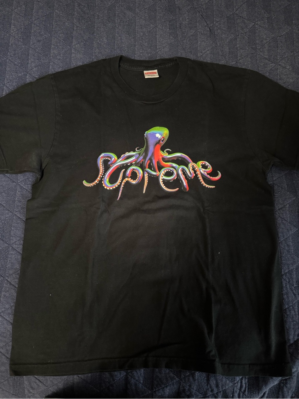 Supreme Black Tee with Octopus Graphic